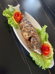 Grilled whole snapper